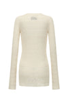 SWAYING/KNIT striped diagonal sleeve bottoming shirt SW23AW1T14 white